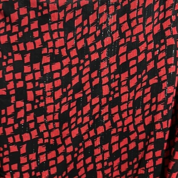 Ab Studio Short Sleeve Metallic Blouson Top Red MediumLike new wor… - Picture 6 of 6